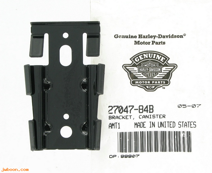   27047-84B (27047-84B): Bracket, canister - NOS - Touring, FXD, Softail, Sportster, Buell