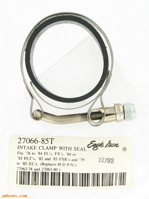   27066-85T (27066-85T /94901-85T): Intake clamp, with seal - NOS - FX, FL '76-'84. FLT '80-'83. AMF
