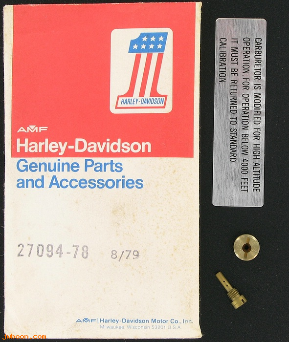   27094-78 (27094-78): High altitude carburetor kit - NOS - FL late'78-79. Shovelhead