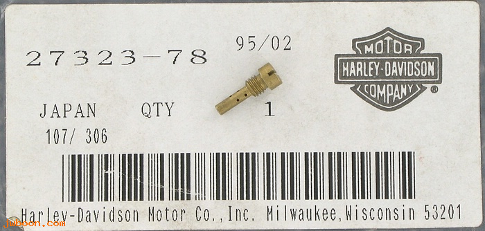   27323-78 (27323-78): Low speed jet  0.75mm - NOS - XLH, XLCH late'78. AMF Harley