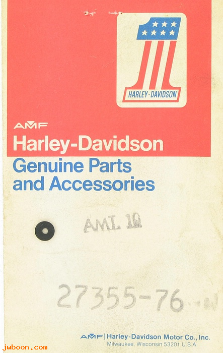   27355-76 (27355-76): Gasket, low speed adjusting screw - NOS - FL, FX '76-early'78.AMF