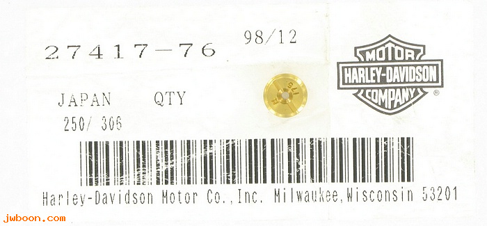   27417-76 (27417-76): Main jet - 1.75 mm (1001-104-175) - NOS - FL, FX '76-early'78.AMF