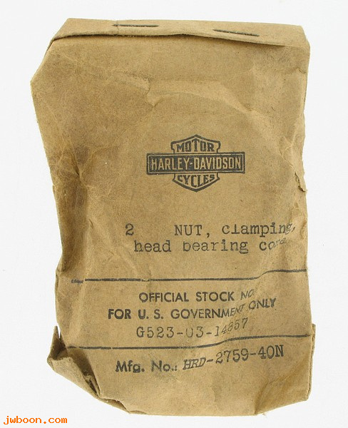    2759-40N.2pack (46560-40): Nuts, cone clamping - NOS - 750cc '40-'57. G523-03-14857