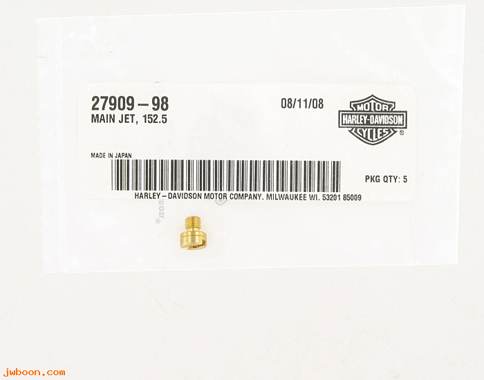   27909-98 (27909-98): Main jet, 152.5 - NOS