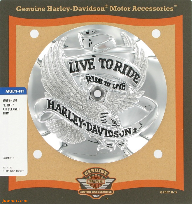   29289-89T (29289-89T): Air cleaner trim "Live to Ride" - NOS-BT Evo 8" round air cleaner