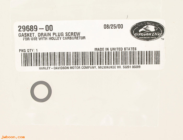   29689-00 (29689-00): Gasket - drain plug screw - NOS - Holley carburetor