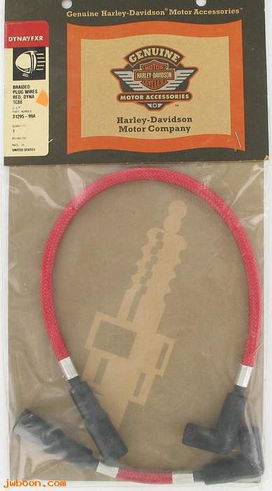   31295-99A (31295-99A): Braided plug wire kit  -  red - NOS - FXD, Dyna