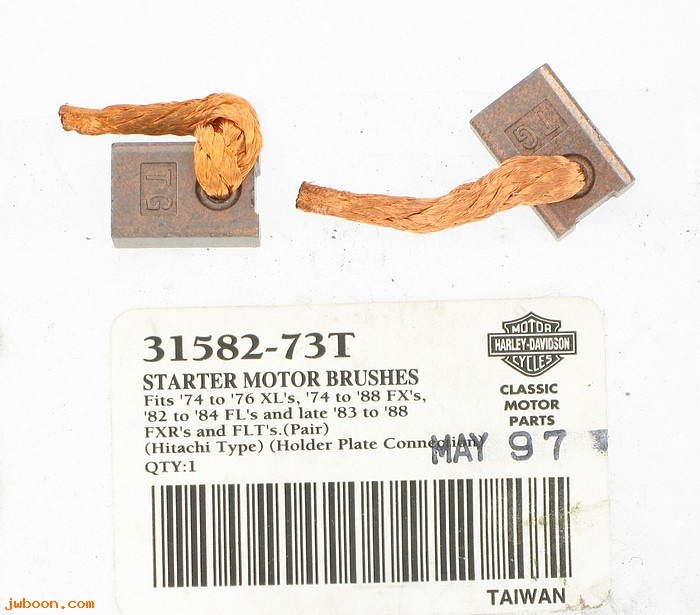   31582-73T (31582-73): Starter motor brushes-pair "Eagle Iron" (holder plate connection)