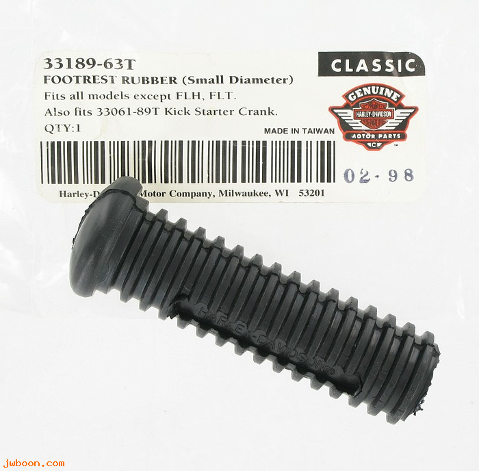   33189-63T (33189-63): Footrest rubber, small diameter,Eagle Iron NOS, FLT, FX,  Iron XL