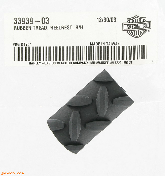   33939-03 (33939-03): Rubber tread,heelrest diamond plate -NOS- XL,FXD,FXST,FLHT,FLHR