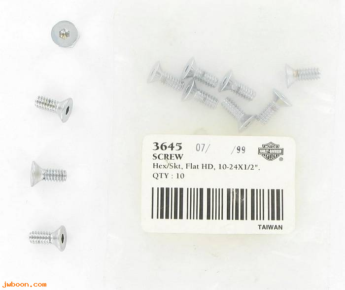       3645 (    3645): Screw, 10-24 x 1/2" hex socket flat countersunk head - NOS