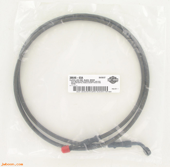   38646-03A (38646-03A): Hydraulic clutch line - black braided stainless - NOS - Touring