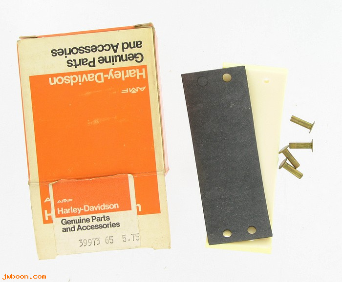   39973-65 (39973-65): Lining pad & rivets, chain tensioner - NOS - FL, FX 65-76, Shovel