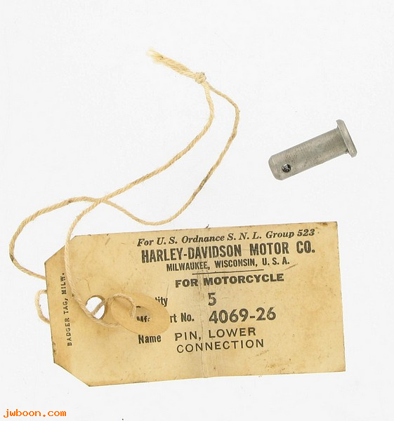    4069-26 (     490 / BG252): Pin, lower connection - NOS - All models '28-'48. G523-03-38716