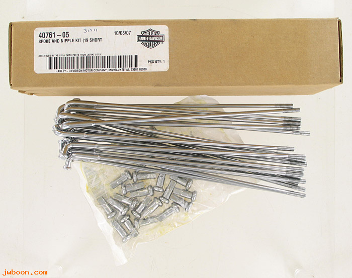   40761-05 (40761-05 / 43024-73C): Spoke & nipple kit - 19" steel rim - short (20) - NOS - XL's