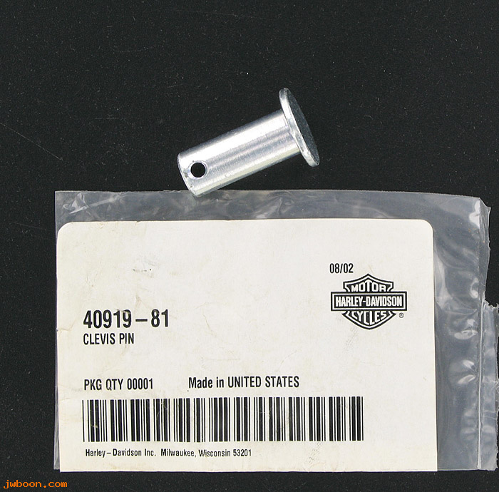   40919-81 (40919-81): Clevis pin,rear caliper bracket - NOS - FLH 81-84.FX 81-82,Shovel