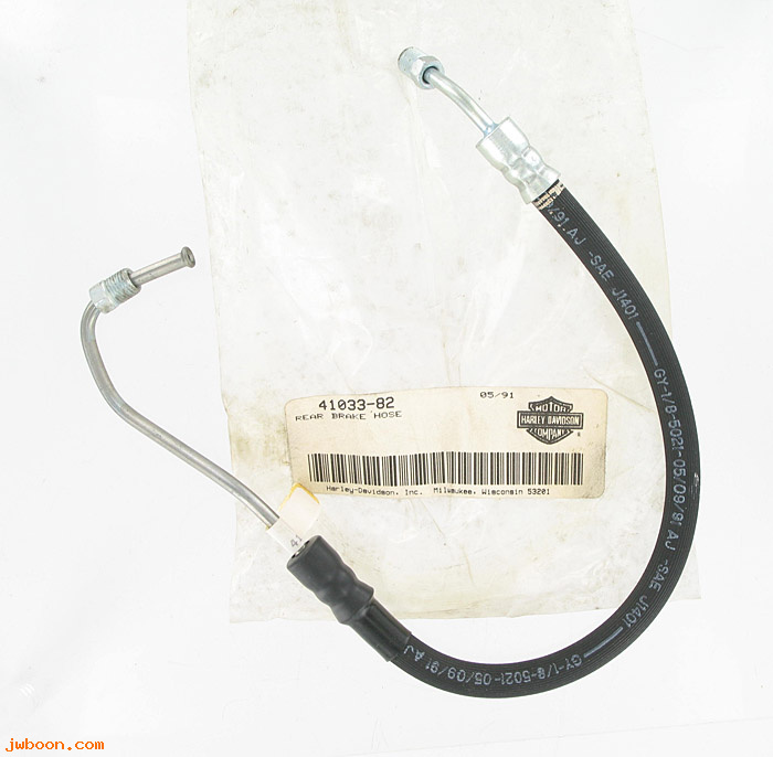   41033-82 (41033-82): Rear brake hose,to caliper,NOS, FLHS '83;L'84. FXWG.FXSB. Softail