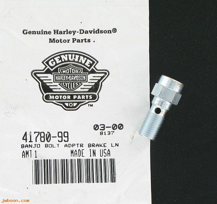   41780-99 (41780-99): Banjo bolt adapter - brake lines - NOS - FXSTC/S. FXSTSB 95-96