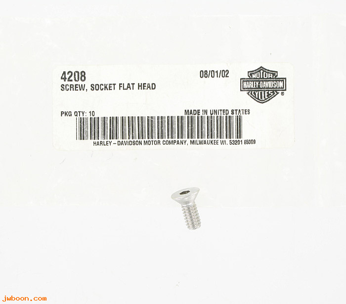       4208 (    4208): Screw, 1/4"-20 x 5/8" hex socket flat countersunk head - NOS