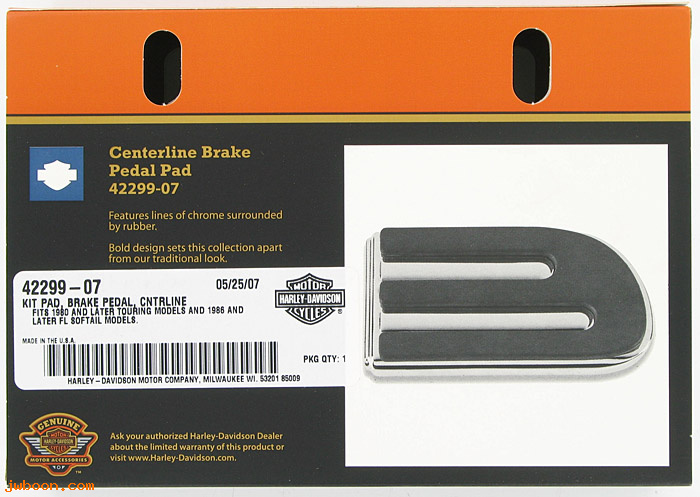   42299-07 (42299-07): Brake pedal pad,large, Centerline collection - NOS - Touring.Sftl