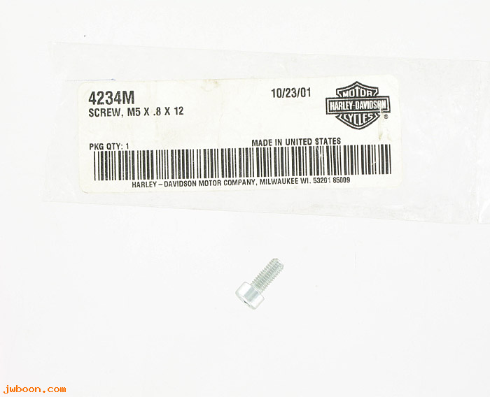       4234M (    4234M): Screw, M5 x 0.8 x 12mm hex socket head - NOS - V-rod