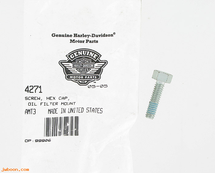       4271 (    4271): Screw, 1/4"-20 x 1" hex socket hex cap - oil filter mount - NOS