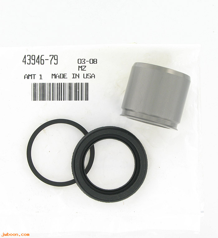   43946-79 (43946-79): Piston, with boot and seal - NOS - FLT '80-'85. FLH-80 '81-'84