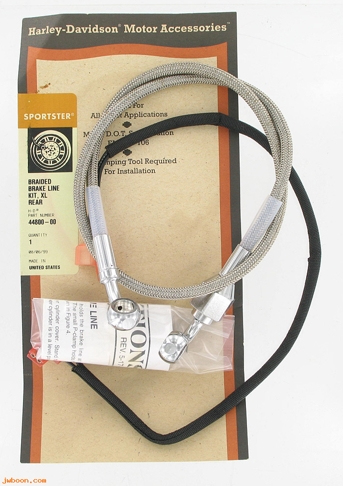  44800-00 (44800-00): Stainless steel braided rear brake line - NOS - SportsterXL 00-03