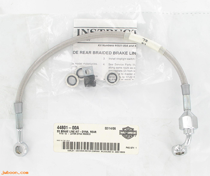   44801-00A (44801-00A): Stainless steel braided rear brake line - NOS - FXDWG. FXD '00-