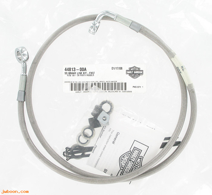   44813-00A (44813-00A): Stainless steel braided front brake line - single - NOS - FXST