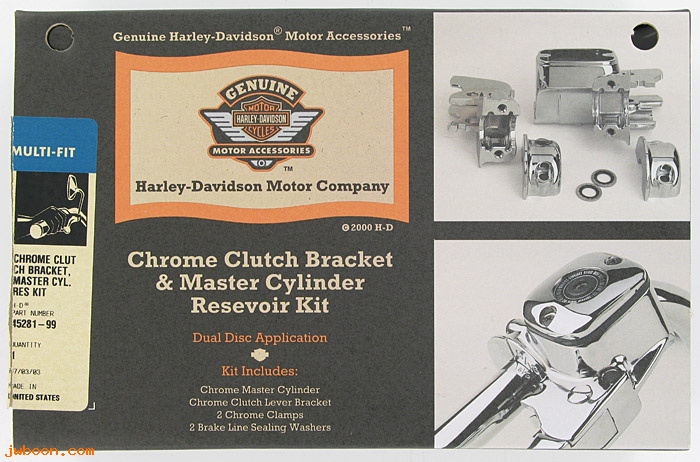  45281-99 (45281-99): Clutch bracket & master cyl reservoir kit-NOS-XL,FXD,FXST,Touring