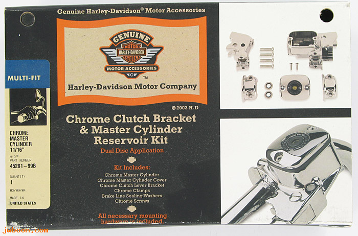   45281-99B (45281-99B): Clutch bracket & master cyl reservoir kit-NOS-XL,FXD,FXST,Touring