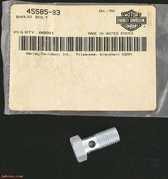   45585-83 (45585-83): Banjo bolt, front fork air control - NOS - FLT 84-93. FLHTC. FXRT