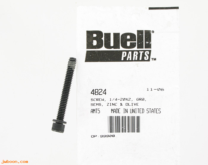       4824 (    4824): Screw, 1/4"-20 x 2" hex socket head - grade 8, sems - NOS - Buell