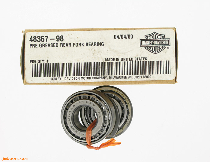   48367-98 (48367-98): Pre greased rear fork bearing - NOS - XL '00-'03. FXD Dyna 03-05