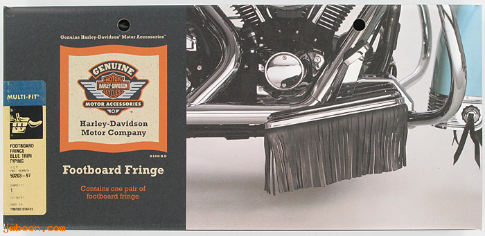   50203-97 (50203-97): Fringe kit - footboard - blue trim - NOS - FL Softail. FLT