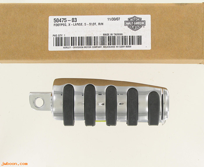   50475-03 (50475-03): Footpeg, 5-slot, right - NOS - male-mount style footpeg supports