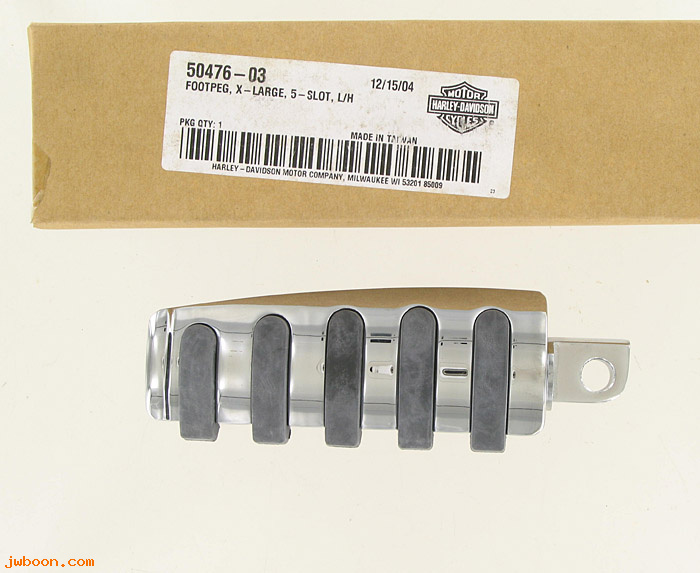   50476-03 (50476-03): Footpeg, 5-slot, left - NOS - male-mount style footpeg supports