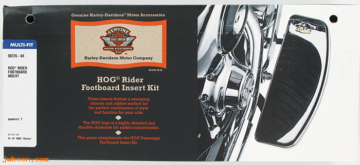   50726-04 (50726-04): Rider footboard inserts - H.O.G. collection - NOS - Touring