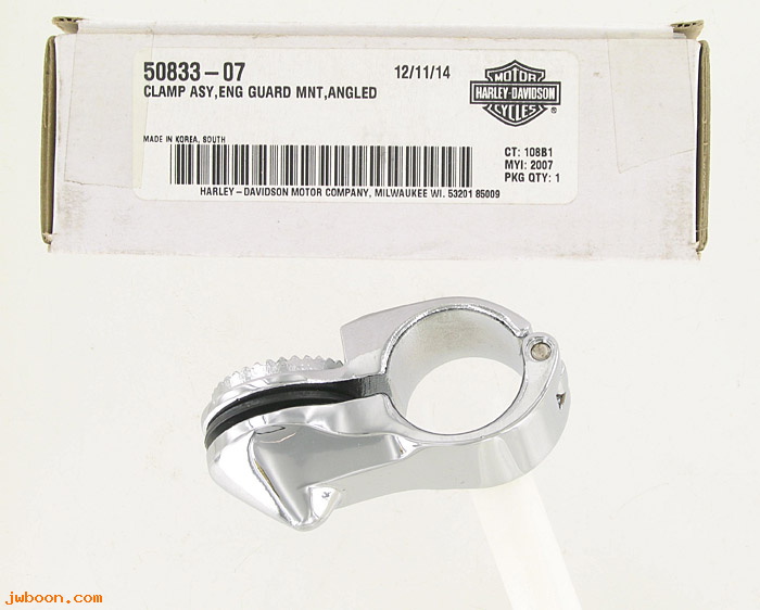   50833-07 (50833-07): Angled engine guard mounting clamp, footpegs - NOS - 1-1/4"