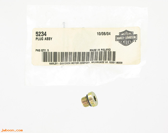       5234 (    5234): Plug with seal, coolant pipe - NOS - V-rod