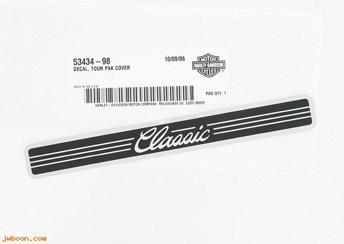   53434-98 (53434-98): Decal, Tour-pak cover "classic"- NOS - Electra Glide Touring '98-