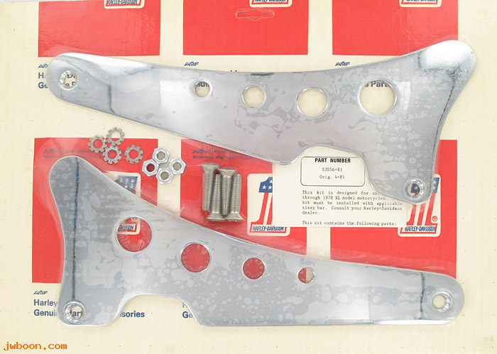   53556-81 (53556-81): Sissy bar side plate kit - NOS - Sportster Ironhead XL 73-78. AMF