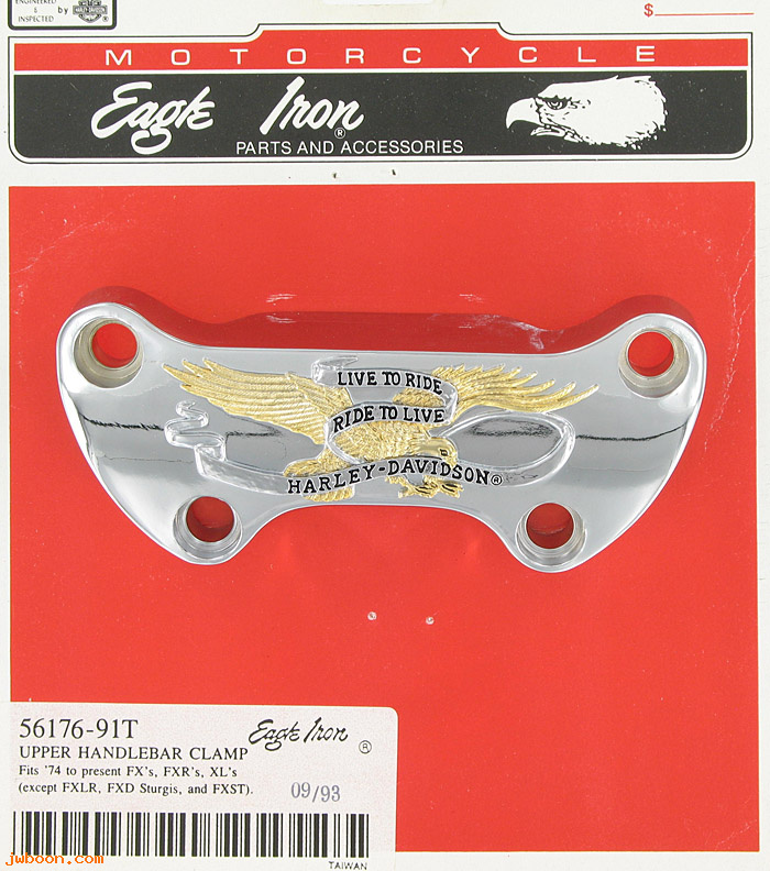   56176-91T (56176-91T): Upper h.bar clamp w.skirt "Live to Ride" Eagle Iron - NOS - XL,FX
