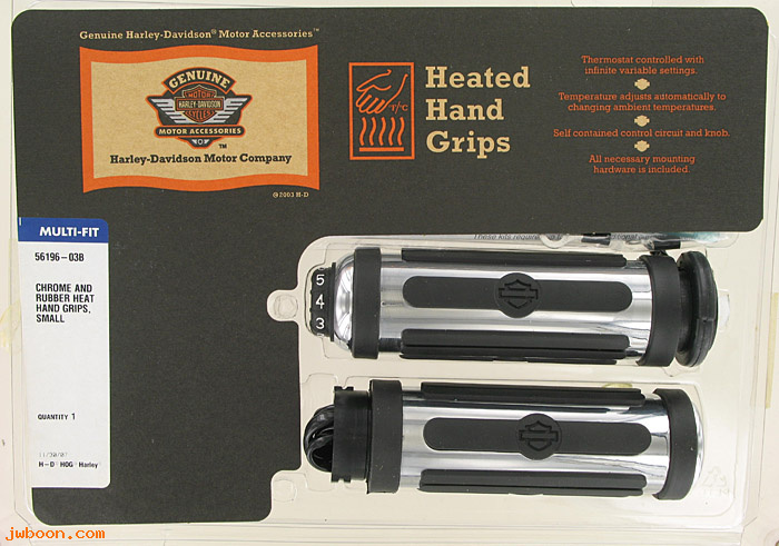   56196-03B (56196-03B): Heated handlebar grips, small - chrome and rubber - NOS - XL, FX