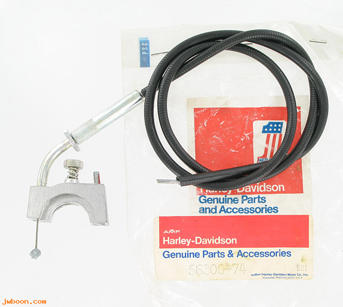   56300-74 (56300-74): Lower clamp & cable - NOS - FL 1975. Sportster XL 74-e76.FX 74-75