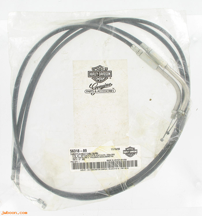   56318-89 (56318-89): Throttle/idle cables for pullback h.bar 55914-91 - NOS - FLT,FLHT