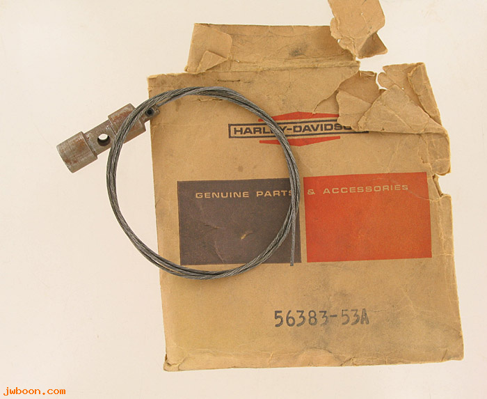   56383-53A (56383-53A): Control cable & plunger - NOS - K-model 1953.  KH '54-'56