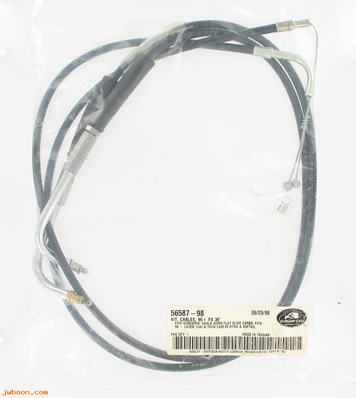   56587-98 (56587-98): Control cables, throttle & idle, 38"  NOS - FXD,Softail w.SE carb
