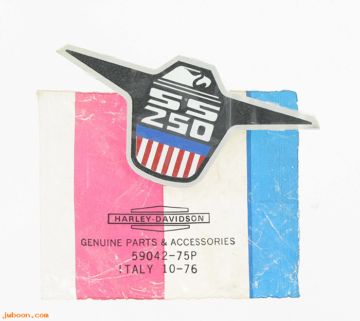   59042-75P (59042-75P / 24042): Eagle nameplate - left side panel - NOS - Aermacchi SS250 75-78